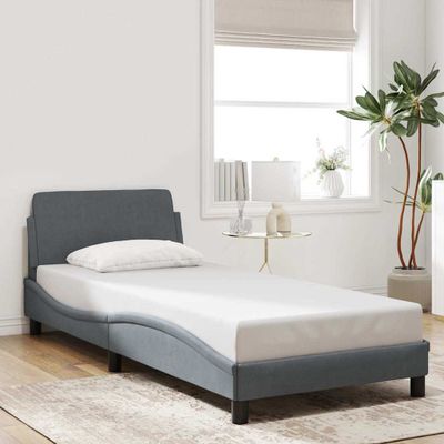 vidaXL Rám postele Dover tmavosivá 90x190 cm zamat
