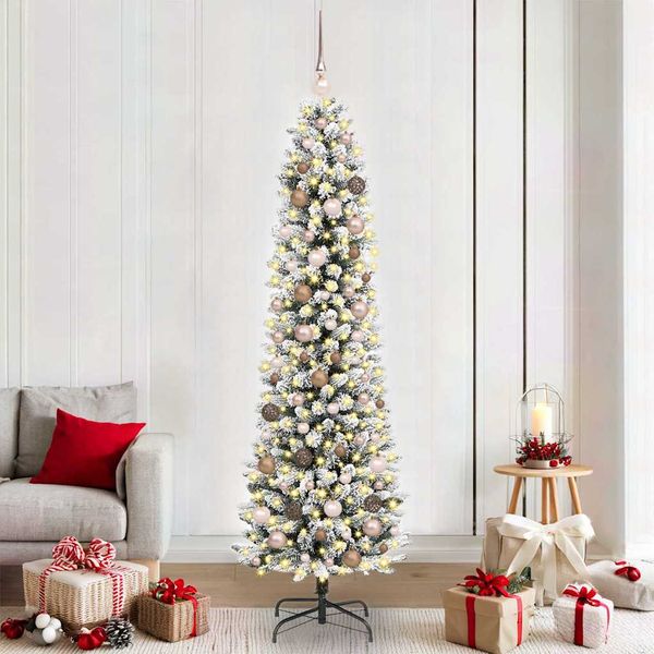 vidaXL Umelý vianočný stromček Biela 210 cm PVC, kov a plast