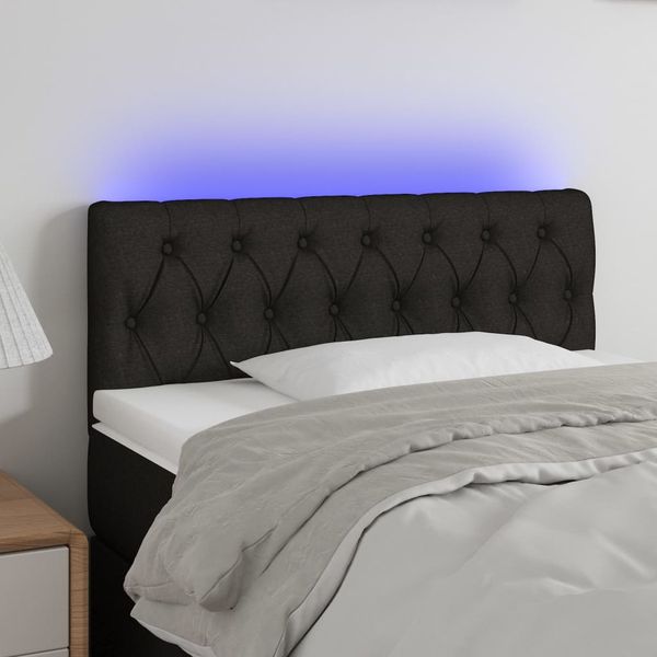 vidaXL Čelo postele s LED čierne 100x7x78/88 cm látka