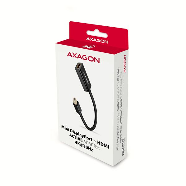 AXAGON RVDM-HI14N, Mini DisplayPort -> HDMI 1.4 redukcia / adaptér, 4K/30Hz Adaptér, Mini DisplayPort na HDMI 1.4, 4K, 30Hz, 0,2m, čierny