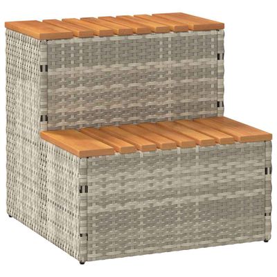 VidaXL vírivka Step svetlosivá 50x50x50,5cm polyratan a masívna akácia