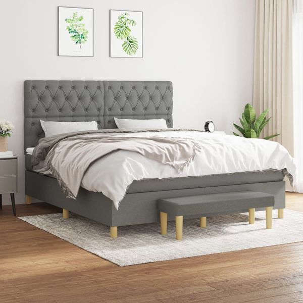 vidaXL Boxspring posteľ s matracom tmavosivá 160x200 cm látka