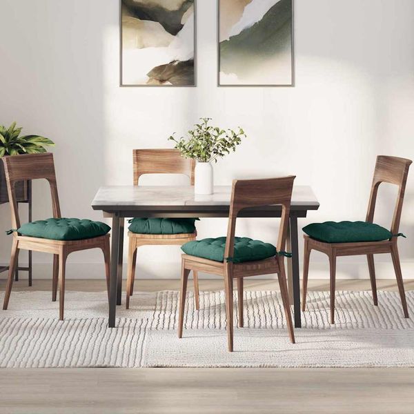 vidaXL Vankúše na sedenie 4 pcs Tmavozelená 40 x 40 x 6 cm látka
