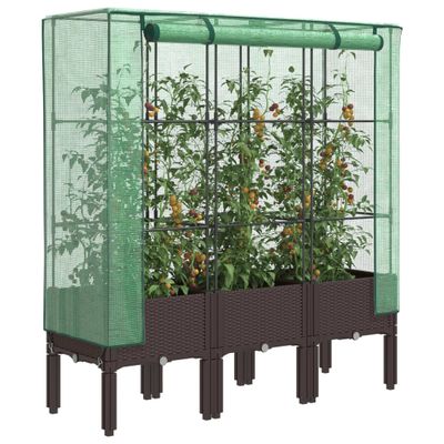 vidaXL Záhon s krytom na skleník ratanový vzhľad 120x40x140 cm