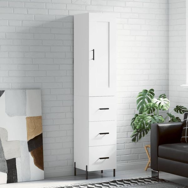 vidaXL Vysoká skrinka biela 34,5x34x180 cm spracované drevo