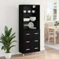 vidaXL Highboard Čierny dub 69,5 x 32,5 x 180 cm Kompozitné drevo