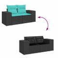 vidaXL Záhradná pohovka s vankúšmi 2-miestna čierna polyrattan