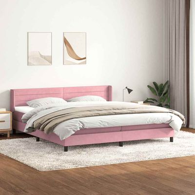 vidaXL Posteľný rám boxsping s matracom ružový 200x220 cm zamat