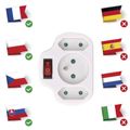 Zásuvka EMOS P0029 rozbočovacia 2x plochá + 1x okrúhla + vypínač