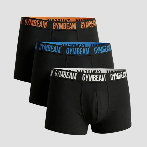 Pánske boxerky FIT Trunks 3Pack Black - GymBeam, veľkosť XL, 100% Polyethylene