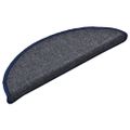 vidaXL Schodové rohože 15 ks 56x17x3 cm tmavošedé a modré polkruhové