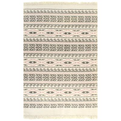vidaXL Kilim koberec sivý/ružový 120x180 cm bavlnený vzorovaný