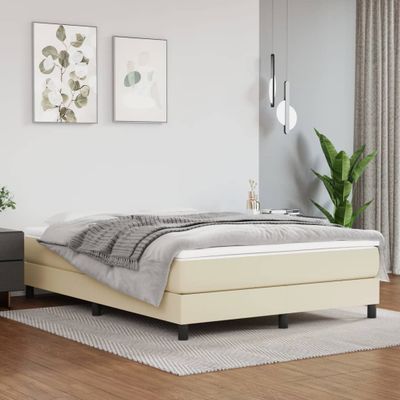 vidaXL Boxspring posteľ s matracom krémová 140x200 cm umelá koža