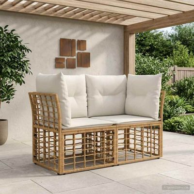 vidaXL Vonkajšia lavica 2 ks 2-Počet miest Prírodná a krémovo biela