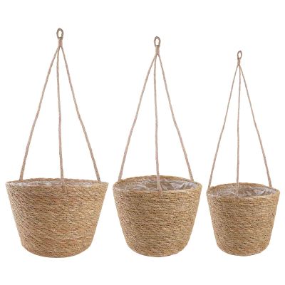 vidaXL Koše na rastliny z morskej trávy 3 pcs Prírodná Ø26 x 19 cm