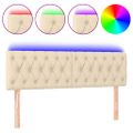 vidaXL Čelo postele s LED krémové 160x7x78/88 cm látka