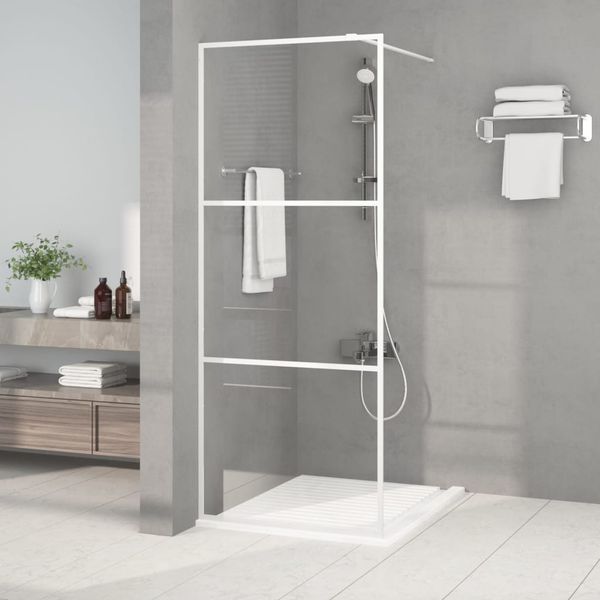 vidaXL Sprchová zástena biela 80x195 cm priehľadné ESG sklo
