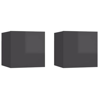 vidaXL Nočné stolíky 2 ks, lesklé sivé 30,5x30x30 cm, kompozitné drevo