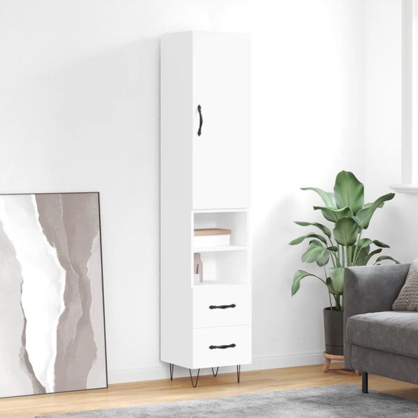 vidaXL Vysoká skrinka biela 34,5x34x180 cm spracované drevo