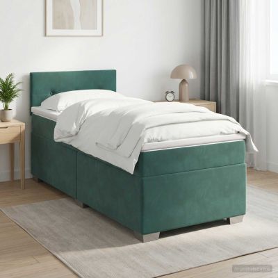 vidaXL Posteľ boxspring s matracom Tmavozelená 90 x 200 cm Zamat