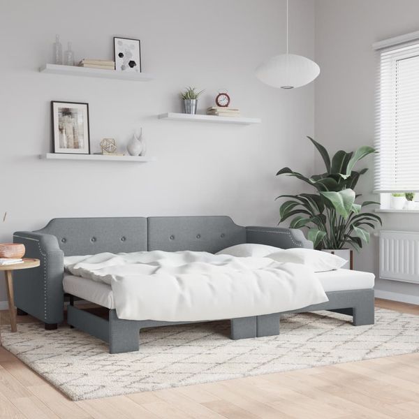 vidaXL Denná posteľ s rozkladacou posteľou bledosivá 80x190 cm látka