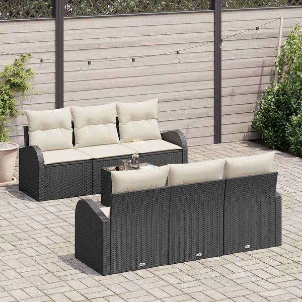 vidaXL Súprava záhradných pohoviek 7 pcs Čierna a krémová polyratan