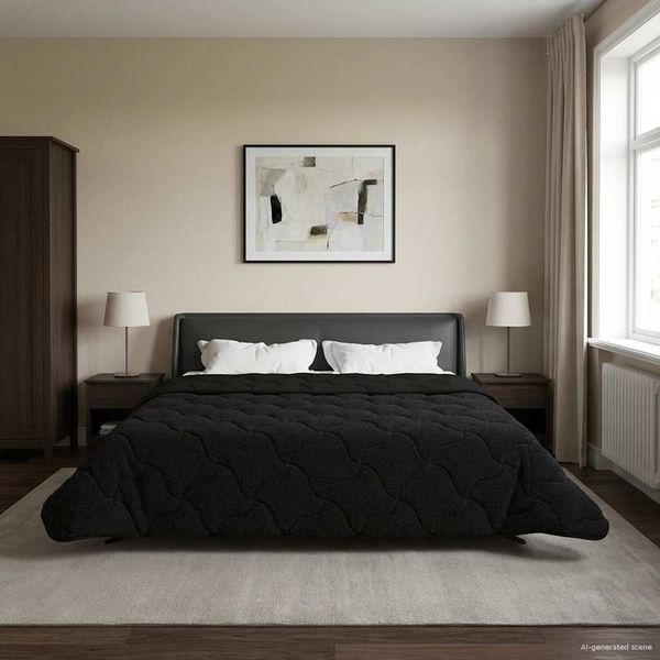 vidaXL Prikrývka na celý rok Šnurovaný Čierna 200 x 200 cm