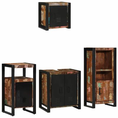 vidaXL Sada kúpeľňového nábytku Nástenný 4 pcs Masívne obnovené drevo