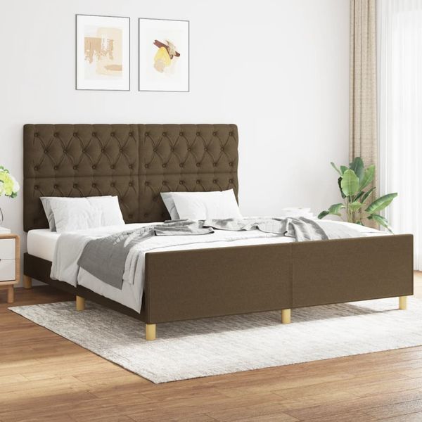 vidaXL Posteľ bez matracatmavohnedá 160x200 cm látka