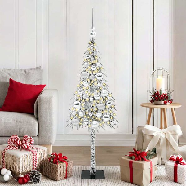 vidaXL Vianočný stromček s 150 LED-i Biela 120 cm PE a oceľ