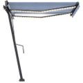 vidaXL Automatická markíza s LED a senzorom vetra 350x250cm modrobiela