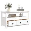 vidaXL Konferenčný stolík biely 102x49x55 cm borovicový masív