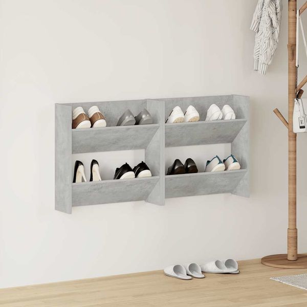 vidaXL Nástenné skrinky na topánky 2 ks, betónovo sivé 60x18x60 cm