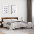 vidaXL Posteľný rám dymový dub 200x200 cm kompozitné drevo a kov