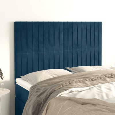 vidaXL Čelo postele tmavomodré 144x5x118/128 cm zamatové