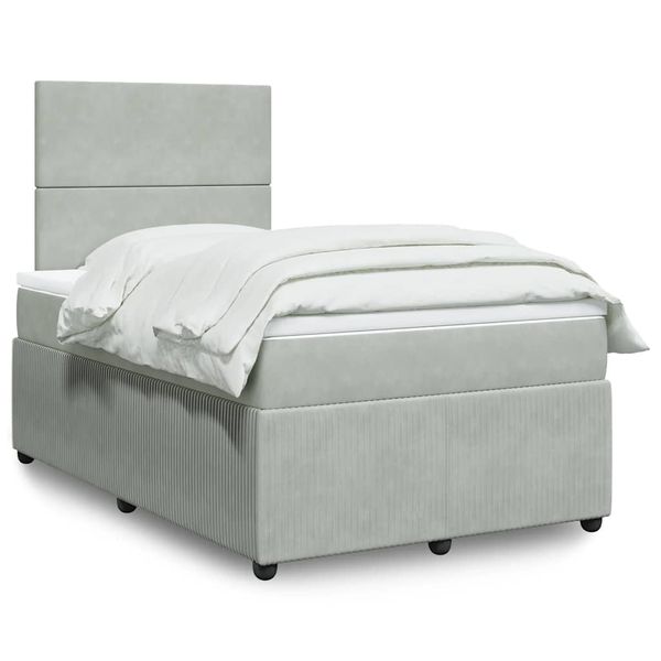 vidaXL Boxspring posteľ s matracom bledosivá 120x190 cm zamat