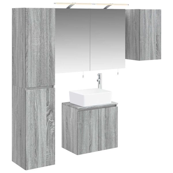 vidaXL Set kabinetov do kúpeľne 5 pcs Sivý Sonoma 50 x 14,5 x 70 cm