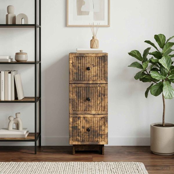 vidaXL Zásuvkový kabinet Dymový dub 33 x 34,5 x 90 cm Kompozitné drevo