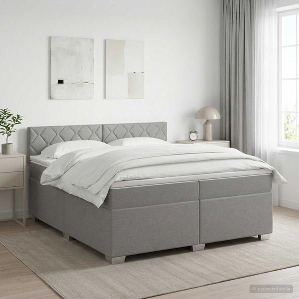 vidaXL Posteľ boxspring s matracom Svetlosivá 200 x 200 cm Látka