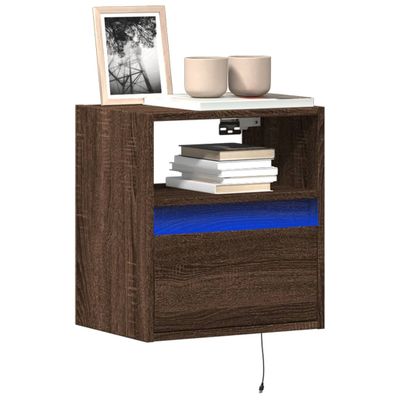 vidaXL TV nástenné skrinky s LED svetlami 2 ks hnedý dub 41x31x45 cm