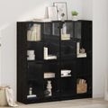 vidaXL Highboard 2 ks Čierny dub 68 x 37 x 142 cm Kompozitné drevo