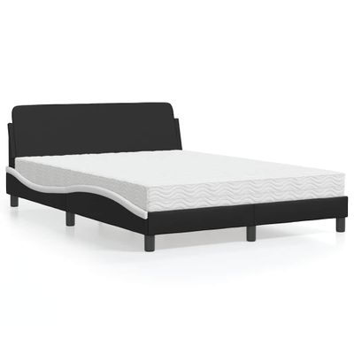 vidaXL Posteľ s matracom Dover čierno-biela 140x200 cm umelá koža