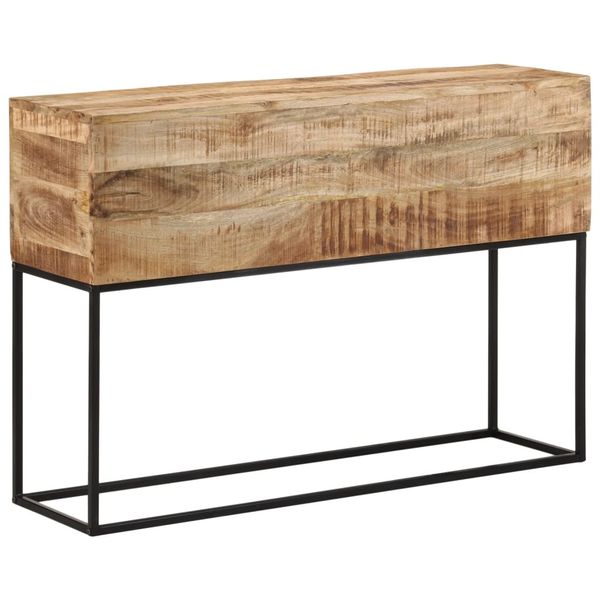 vidaXL Konzolový stolík 110x30x75cm surový mangovníkový masív a železo
