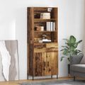 vidaXL Highboard Staré drevo 69,5 x 32,5 x 180 cm Kompozitné drevo