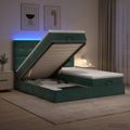 vidaXL Ottoman posteľ s matracom a LED Tmavozelená 200 x 200 cm Zamat