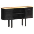 vidaXL Komoda 110x30x65 cm surový mangovníkový masív a oceľ
