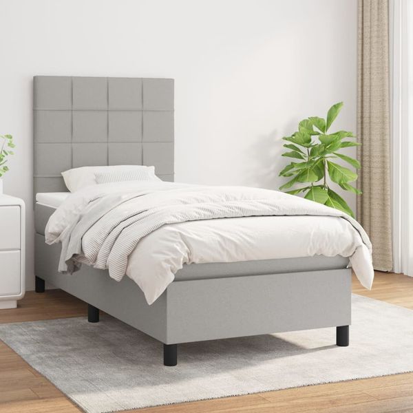 vidaXL Boxspring posteľ s matracom bledosivý 100x200 cm látka