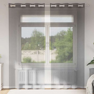 vidaXL Voálové závesy s priechodkami 2 ks tmavosivé 140x225 cm