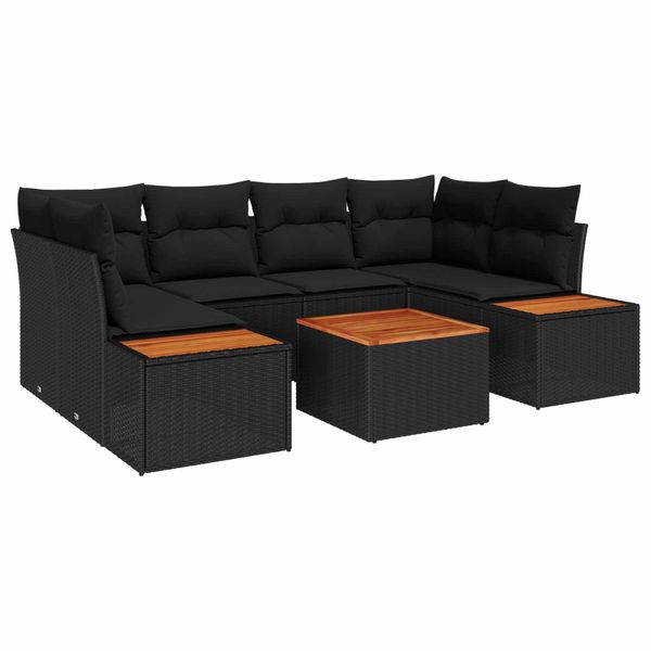 vidaXL Súprava záhradných pohoviek s vankúšom 6 pcs Čierna Poly ratan