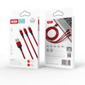 XO kábel NB173 3v1 USB - Lightning + USB-C + microUSB 1,2 m 2,4A červený
